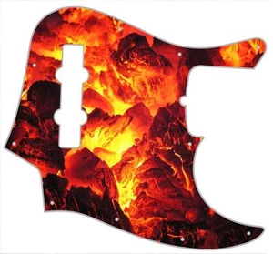 J Bass Pickguard Custom Fender Graphic Graphical Guitar Pick Guard Fire Embers - Picture 1 of 1