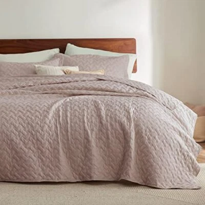  Size Quilt Set - Lightweight Summer Quilt - Dusty Rose King 09 - Dusty Rose - Image 1 of 4