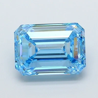 Lab IGI Certified Emerald Shape 5.03 Ct Fancy Vivid Blue Color Diamond VS1 - Image 1 of 4