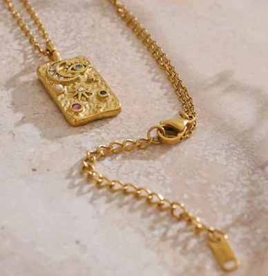 Collar Anthropologie Estrella del Mal de Ojo Luna Perla Celestial Circonita cúbica Dije Boho de Colección Foto 1 de 4