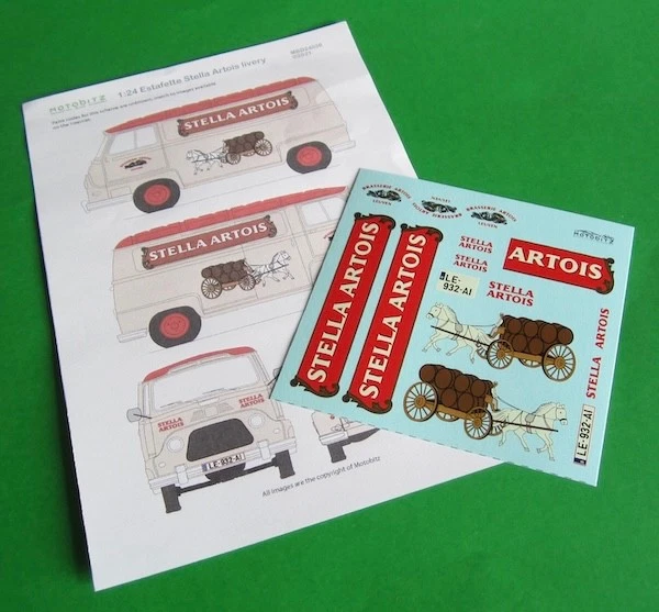 1/24 scale decals. Belgian Pilsner livery for Heller Renault Estafette. - Image 1 of 1