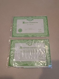Muñeca vintage Cabbage Patch certificados de adopción y nacimiento nuevos sin usar - Imagen 1 de 6