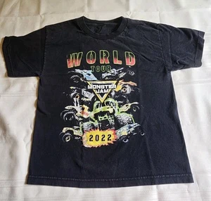 Monster Jam 2022 World Tour  Youth Short Sleeve Shirt Black GraveDigger  - Picture 1 of 9