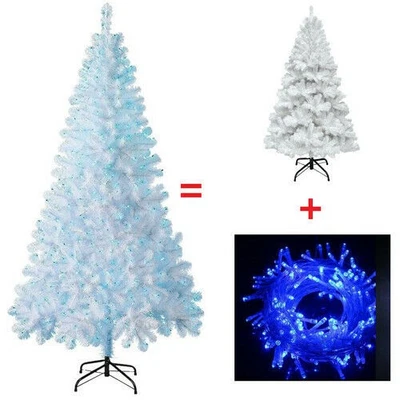 Christmas Tree with LED Lights/Fiber Optic Pre Lit/ Snow Flocked 4/5/6/7FT Decor - Image 1 of 4