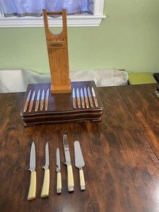 Regent Sheffield/England Vintage 16-teiliges Besteck, rostfrei mit Bakelitgriffen + Block - Bild 1 von 16