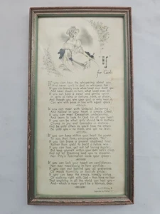 Vintage Framed Poem. "IF" For Girls. By J. P. McEvoy. (Suggested By... - Picture 1 of 5