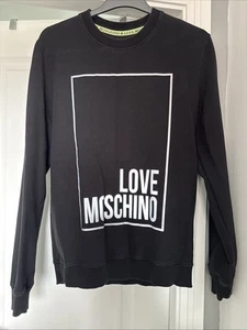 GENUINE Love Moschino Black Jumper Reflective Logo Size XL Black - Picture 1 of 8