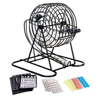 Deluxe Bingo Game Set w/Bingo Cage, Bingo Balls, Board, 10 Shutter Bingo Cards - Image 1 of 4