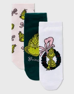 THE GRINCH CHRISTMAS Sneaker Socken 3 Paar Packung Größen 6-8 oder 2-5 Primark lizenziert - Bild 1 von 2