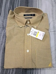 Camicia uomo manica lunga quadri bottoni davanti nautica sabbiata popeline media nuova con etichette - Foto 1 di 3