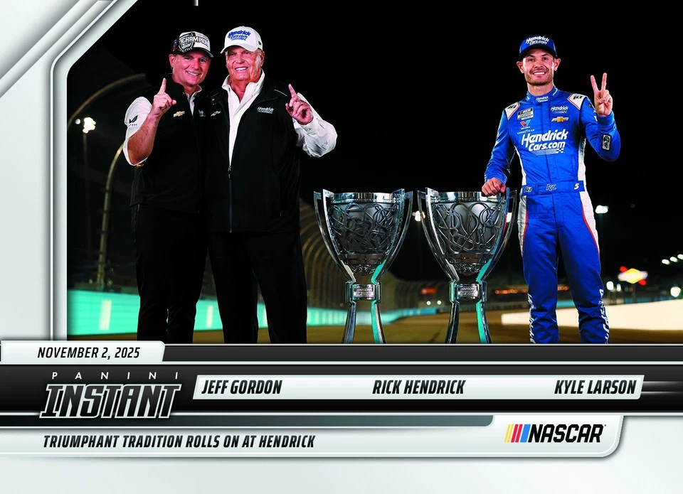 2025 Panini Instant NASCAR #72 Jeff Gordon Rick Hendrick Kyle Larson PRESALE - Image 1 of 2