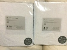 West Elm Two (2) Belgian Flax Linen Curtains 48x96L NIP! White Cotton Lined
