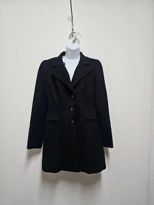 PERUVIAN CONNECTION Peru Baby Alpaca Wool Black Long Coat Jacket US 4 Excellent - Picture 1 of 9