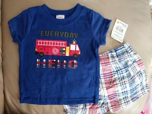 Boys Fire Truck NWT Size 0/3 2 PC Outfit BC23 - Picture 1 of 7