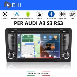 Autoradio 7” Android 13 Carplay Stereo Per AUDI A3/S3/RS3 2003-2012 NAVI 4+64GB - Foto 1 di 20