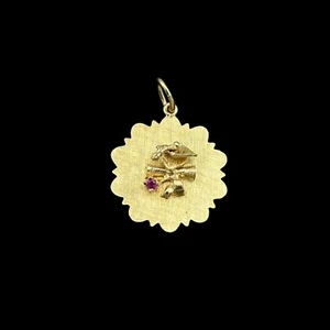 Vintage 14K Yellow Gold Graduation Charm Pendant – Diploma & Cap Accent - Picture 1 of 6