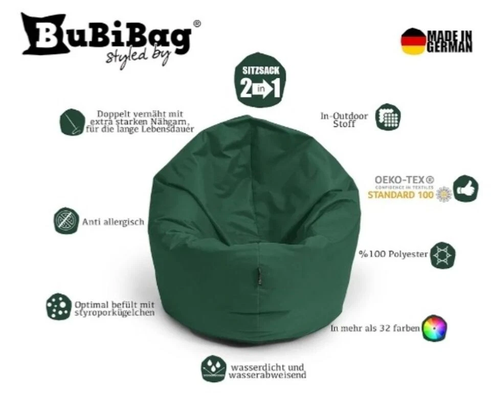 Sitzsack dunkelgrün unbenutzt - Bild 1 von 1