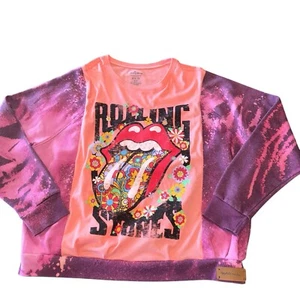 Upcycled Reworked Sweatshirt Band Tshirt Multicolor Hoodie Med See Description - Picture 1 of 7