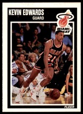 1989-90 FLEER KEVIN EDWARDS ROOKIE . MIAMI HEAT #81