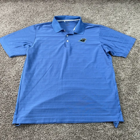 Carolina Panthers Polo Shirt Adult Large Blue Adidas NFL Football Mens Cover
