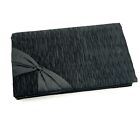 Satin Evening Bag Black Clutch Vintage La Regale w/ Shoulder Strap Cord and Bow 