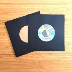 Polylined 45 RPM Black Paper Inner Record Sleeves for 7" Records (50) - Picture 1 of 4