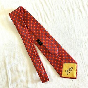 JC DE CASTELBAJAC~Mens Tie 100% silk Red/with yellow suns & turquoise apples