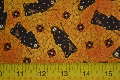 By 1/2 码,黑色巫师红色和橙色被子棉,SSI/Debbie Mumm,N1041 — 第 1/4 张图片