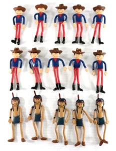 Vintage Cowboys & Indianer Indianer Gummi biegsam biegsam Spielzeug Figuren Lot - Bild 1 von 17