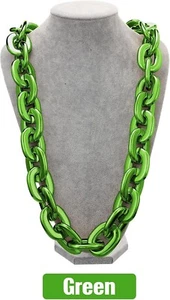 Green Hip Hop Large Acrylic Thick Plastic Cuban Link Chain Necklace 32in 80cm - Picture 1 of 9