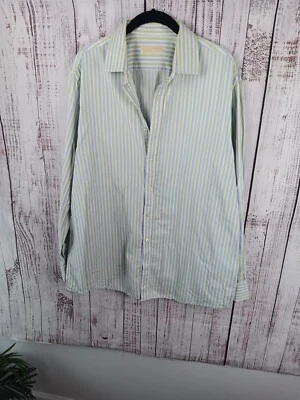 Camisa de vestir Michael Kors calce clásico a rayas para hombre 17 34-35 puño francés sin hierro Foto 1 de 4