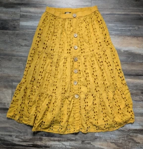 NAOO Nation AK Outfits Gr. XL Baumwolle Ösen Rock gelb Stufen Lagenlook - Bild 1 von 5