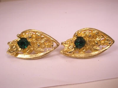 Gemelos GRANDES de colección con diseño de pepita de diamantes de imitación verdes simples lisos Foto 1 de 4