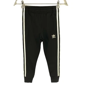 Adidas Boys Black 3 Stripes Sweatpants Trousers Size 5 - 6 Years - Picture 1 of 7
