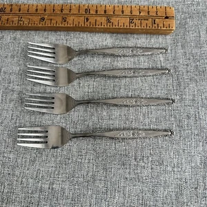 Interpur Inr3 Single Rose Salad Forks Set Of 4 Stainless Flatware Satin Japan - Picture 1 of 6