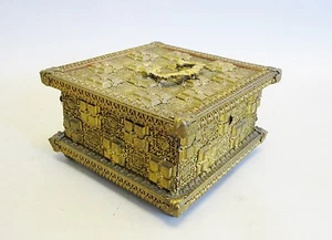 Fine Antique FRENCH 19th C. Gilt Metal & Wood Box,  circa 1880s   7" x 7" x 4" - Picture 1 of 10