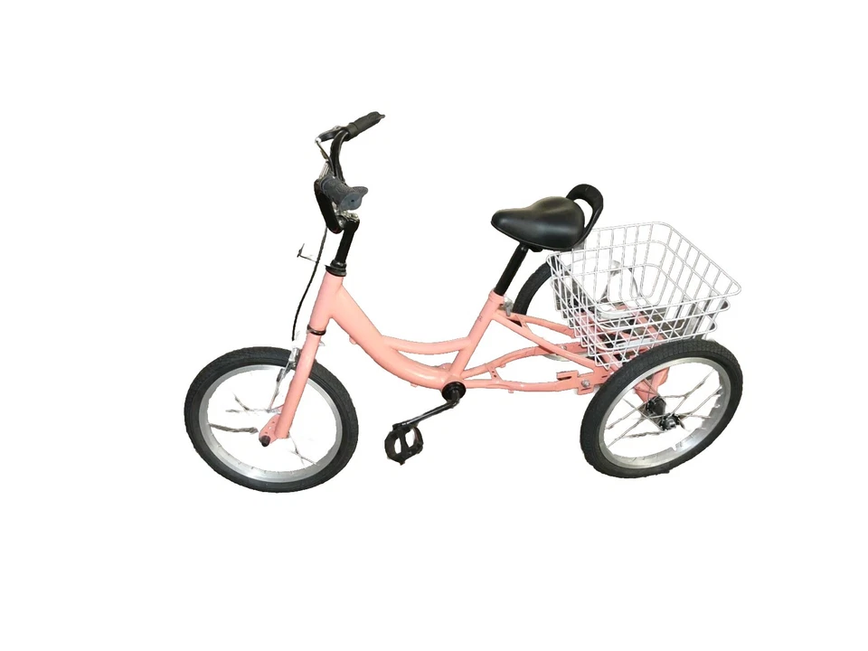 bicicletta per bambini da tre a sei anni con cestello colore rosa tre ruote nuov - Immagine 1 di 4
