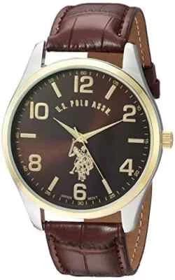 U.S. Polo Assn. Reloj clásico para hombre USC50225 con correa de imitación de cuero marrón Foto 1 de 4