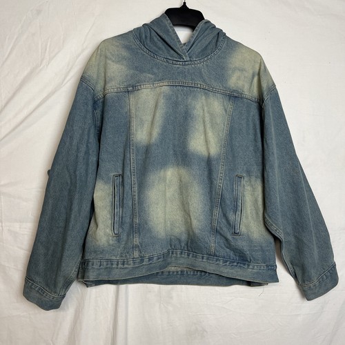 Balenciaga blu chiaro denim pullover felpa con cappuccio giacca taglia L