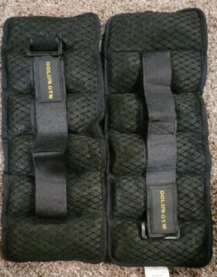 Par de pesas de tobillo para gimnasio de 5 libras doradas correr entrenamiento muñeca tela negra entrenamiento Foto 1 de 3