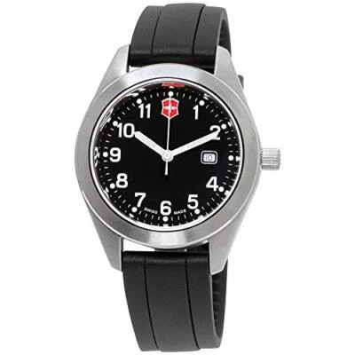 NEW VICTORINOX Garrison Black Dial Silicone Strap Ladies Watch 26033CB MSRP $120 - Image 1 of 3