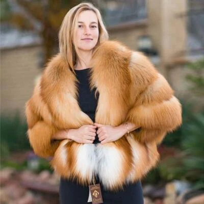 Echter Rotfuchs Pelzmantel Frauen Winter Warme Jacken Natürliche Vollhaut Mantel - Bild 1 von 4