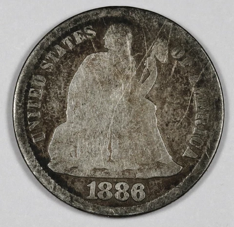 1886-s Seated Liberty Dime.  Good.  187442 Cover