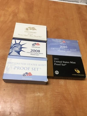 United Stated Mint Proof Sets Boxes & COAs 2007 2008 2009 2010 2011 Lot of 5 - Image 1 of 4