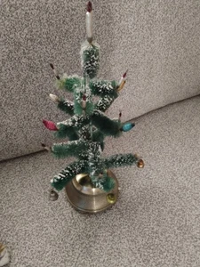 Vintage Flaschenbürste Weihnachtsbaum 13" Ornamente & dreht spielt Stille Nacht - Bild 1 von 7