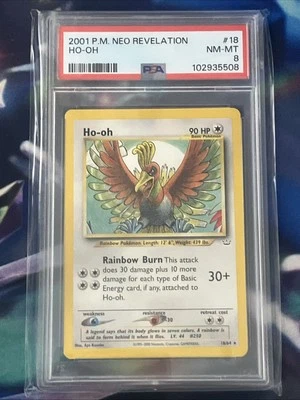 2001 Pokémon Neo Revelation Unlimited Regular Finish Ho-oh #18/64 - PSA 8 NM-MT - Image 1 of 2