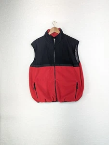 Chaleco polar forrado de malla de competición Y2K bolsillos con cremallera rojo/negro XL - Imagen 1 de 6