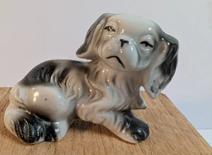Vintage schwarz & weiß Pekingese Hund Porzellan Figur 3,25 cm Japan - Bild 1 von 6