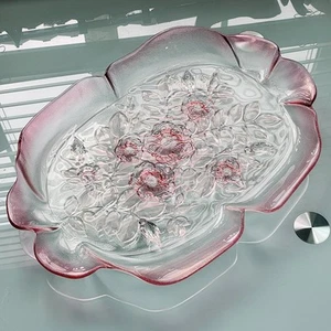 Vintage Kristall Rosa Rose Prägung Rüschen Schminktisch Couchtisch Deko - Bild 1 von 8