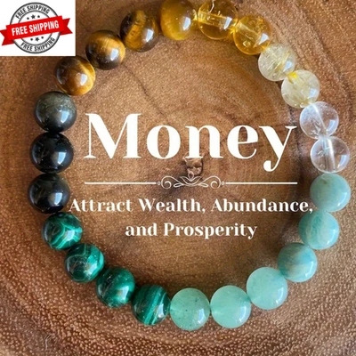 Pulsera de cristal curativo de malaquita citrino - Joyería de gemas de piedra natural Foto 1 de 4